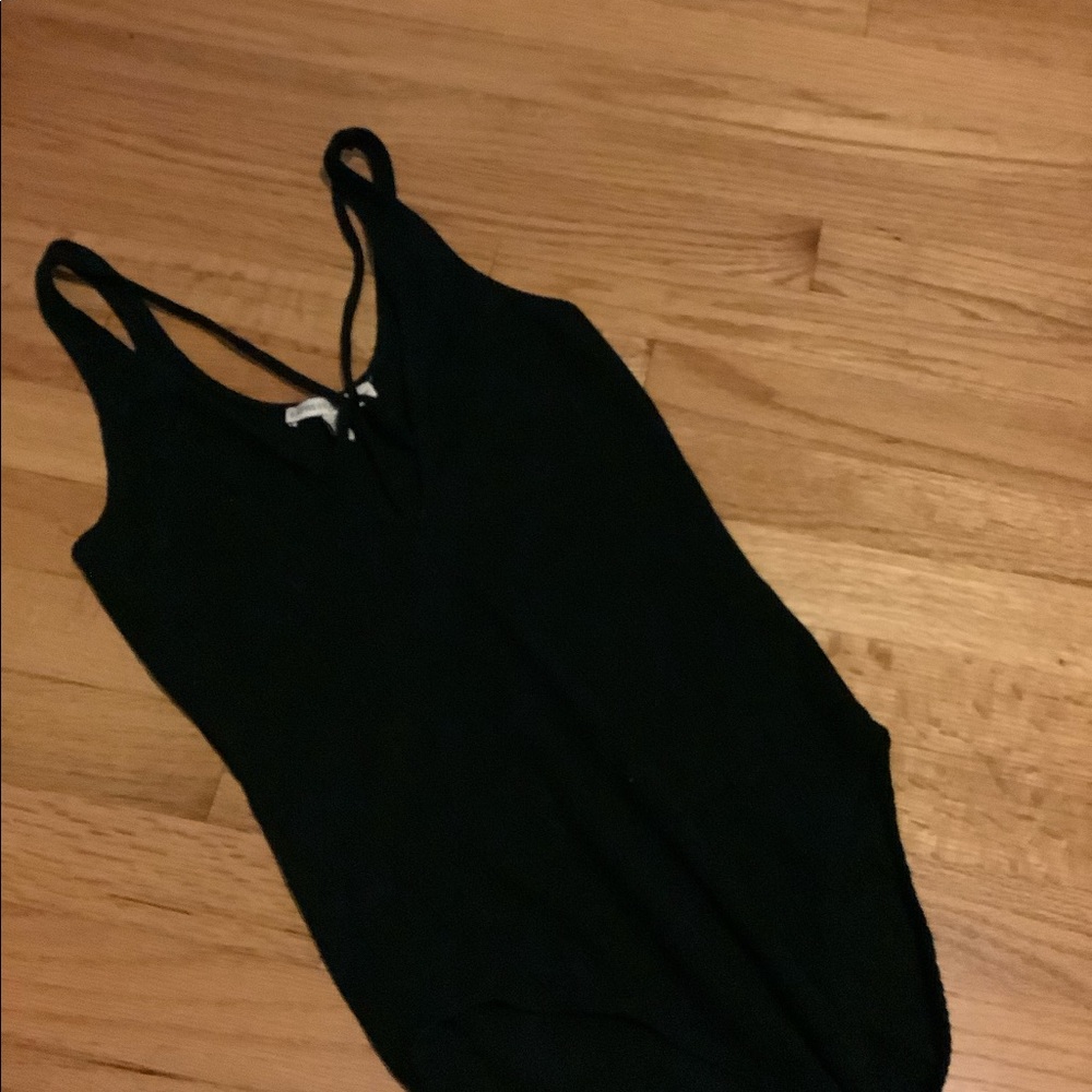 Express Ribbed Black Bodysuit